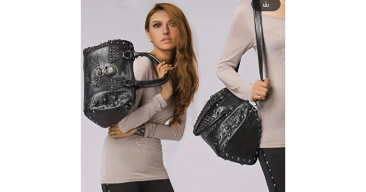 Black Skull Large Capacity Shoulder Bag 